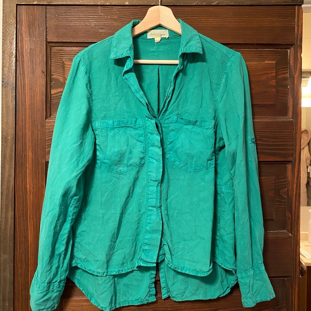 Green chambray blouse